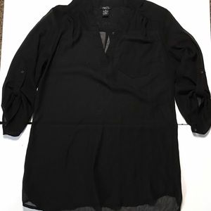 Rue 21 100% Polyester Black V Neck
